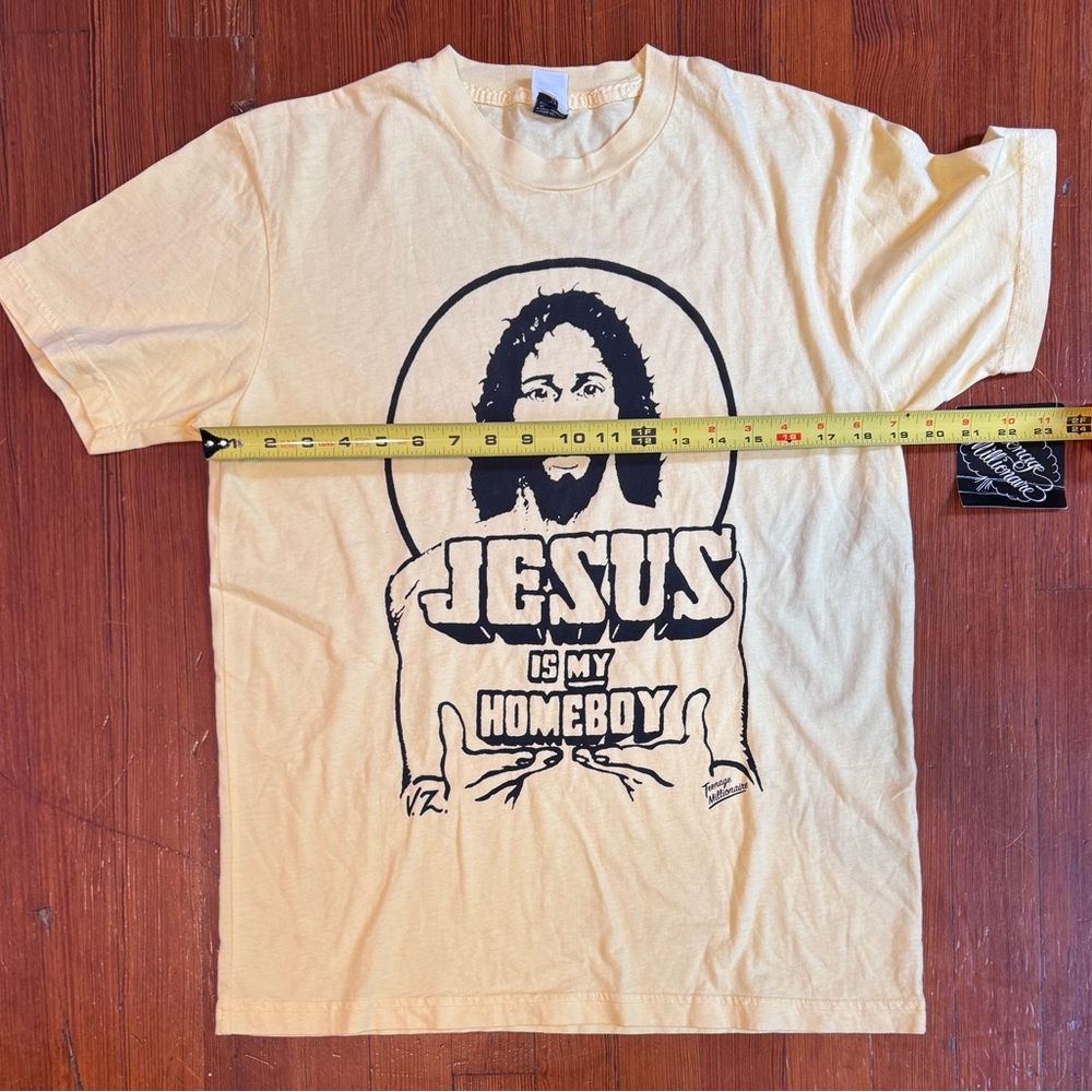 Graphic 'Jesus Is My Homeboy' Short Sleeve T-Shirt - Cream - Picture 9 of 11